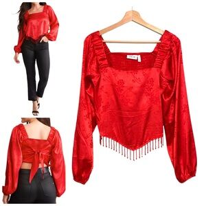 Beaded Fringe and Jacquard Top Size Small The Buckle x Willow & Root